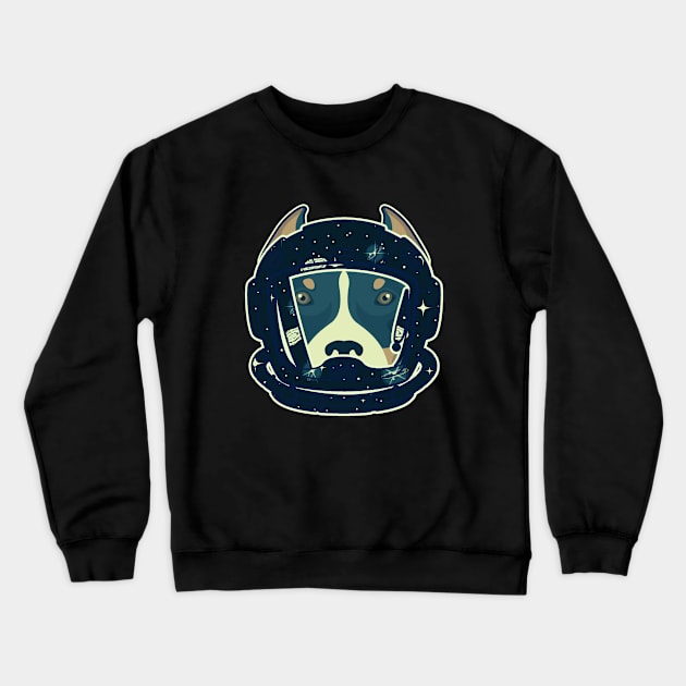 Astronaut Pitbull Crewneck Sweatshirt by FullOnNostalgia